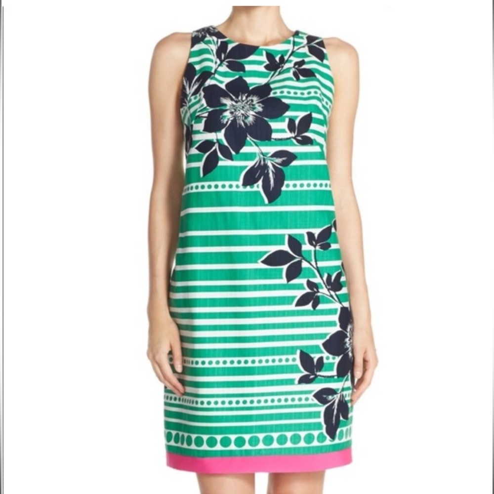 Eliza J Shift Dress Floral and Striped Size 6
